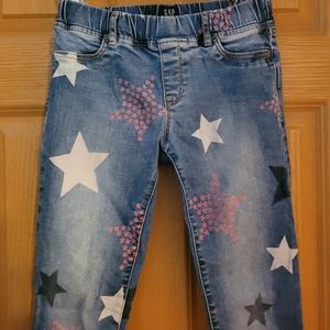 Gap size 12 Youth Regular Blue Jean Jeggings with white and pink stars